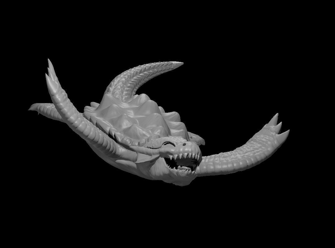 Dragon Turtle Wyrmling Underwater miniature model for D&D - Dungeons and Dragons, Pathfinder and Tabletop RPGs