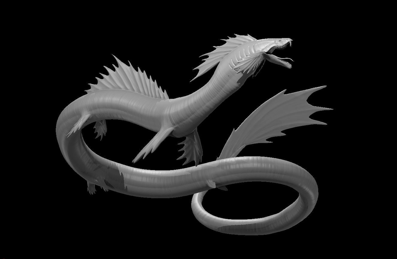 Ancient Sea Serpent miniature model for D&D - Dungeons and Dragons, Pathfinder and Tabletop RPGs