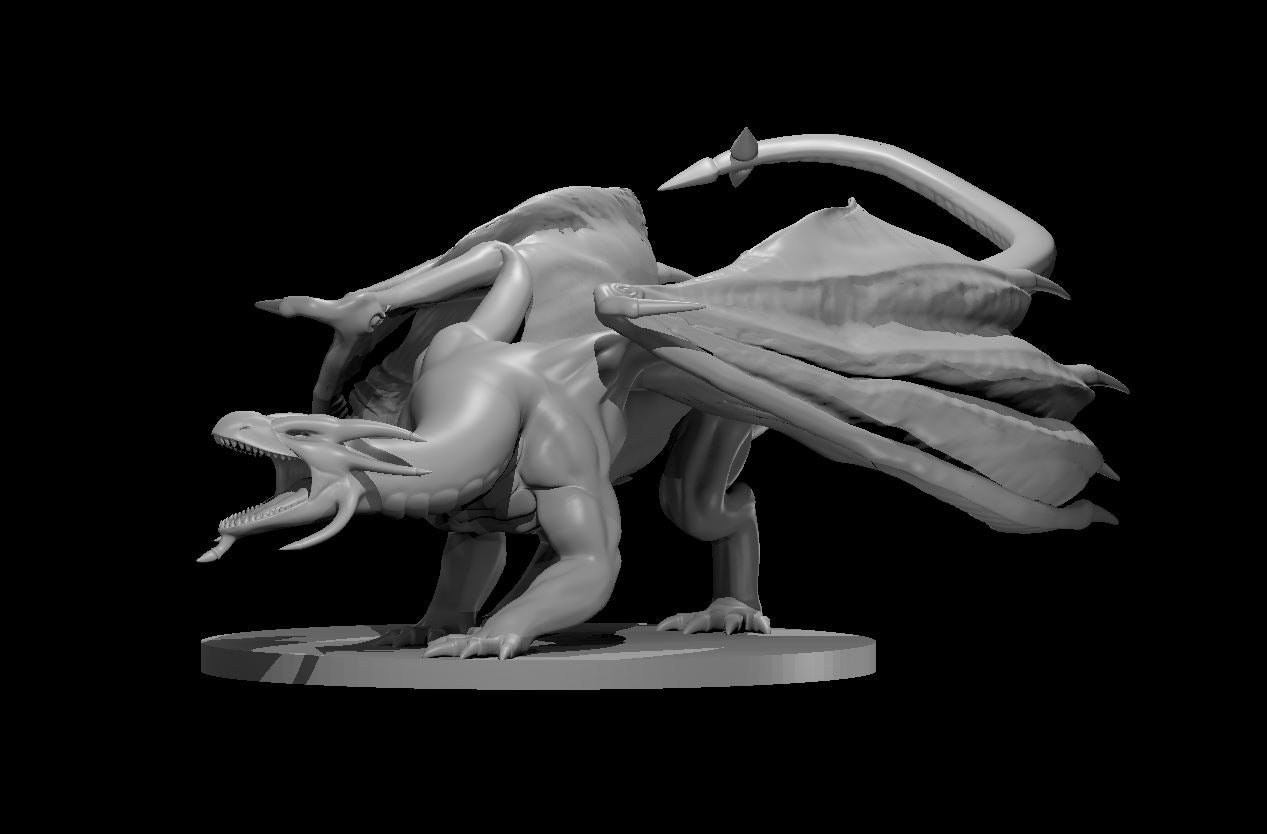 Young Sapphire Dragon miniature model for D&D - Dungeons and Dragons, Pathfinder and Tabletop RPGs