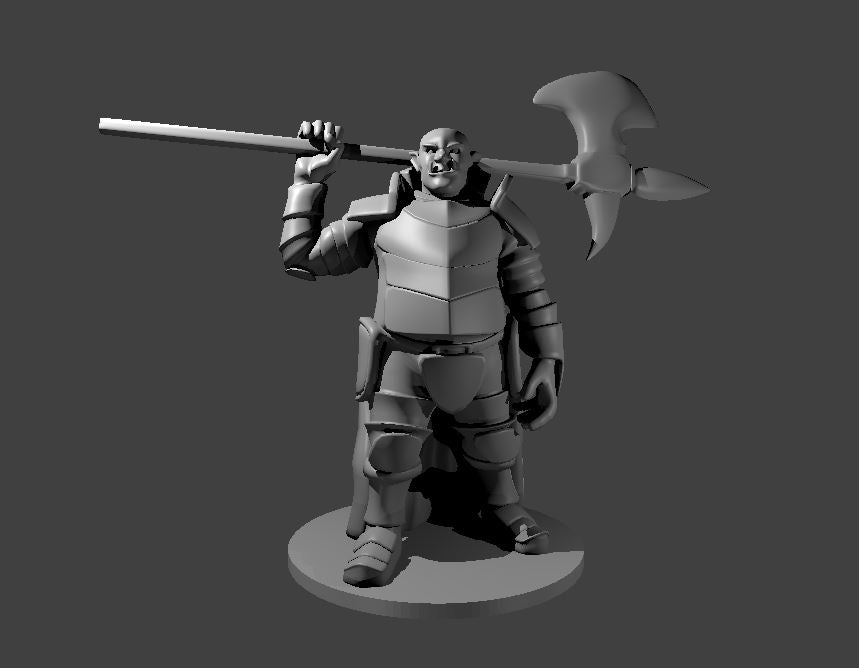 Ogre in Full Plate with Halberd miniature model for D&D - Dungeons and Dragons, Pathfinder and Tabletop RPGs
