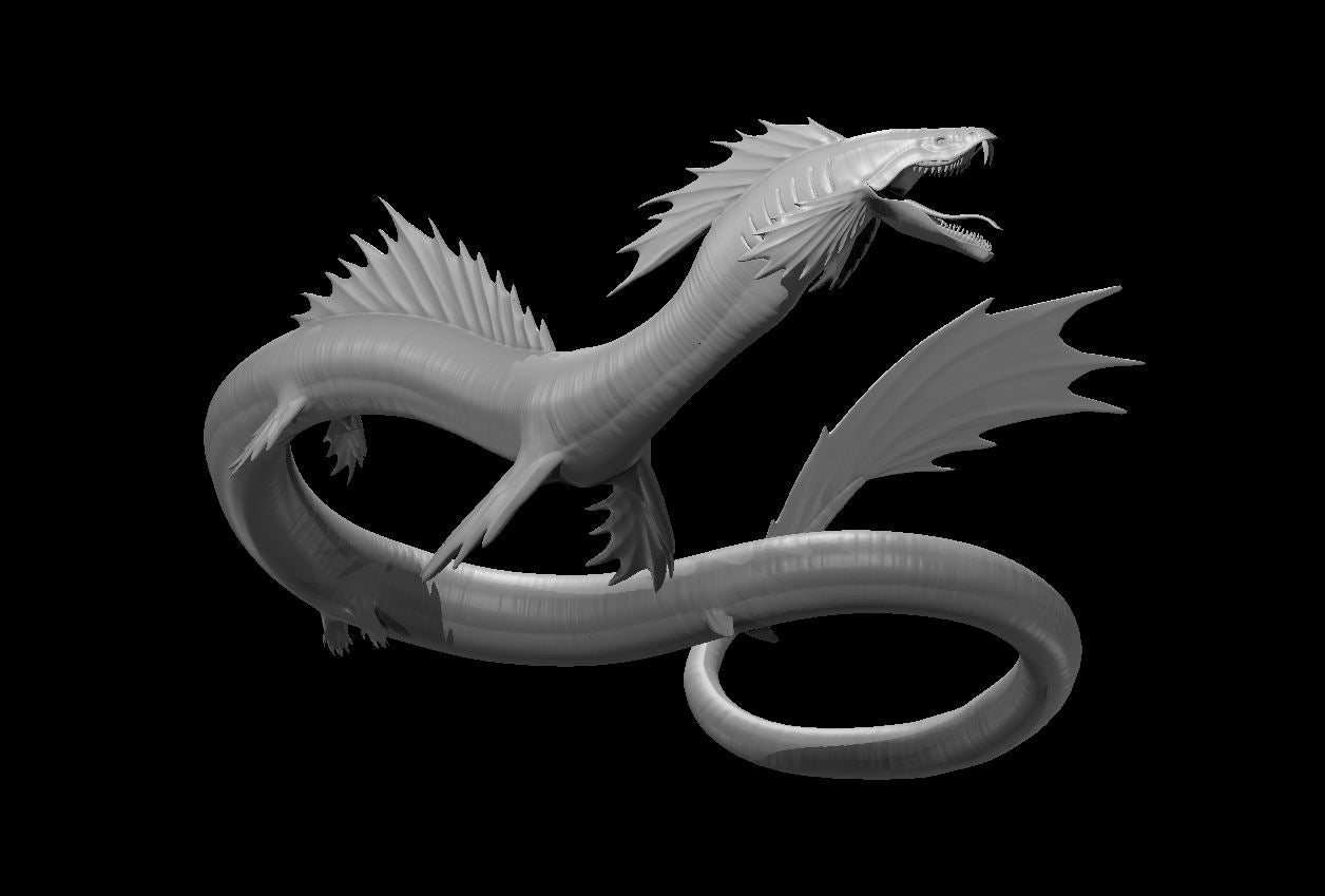 Young Sea Serpent miniature model for D&D - Dungeons and Dragons, Pathfinder and Tabletop RPGs