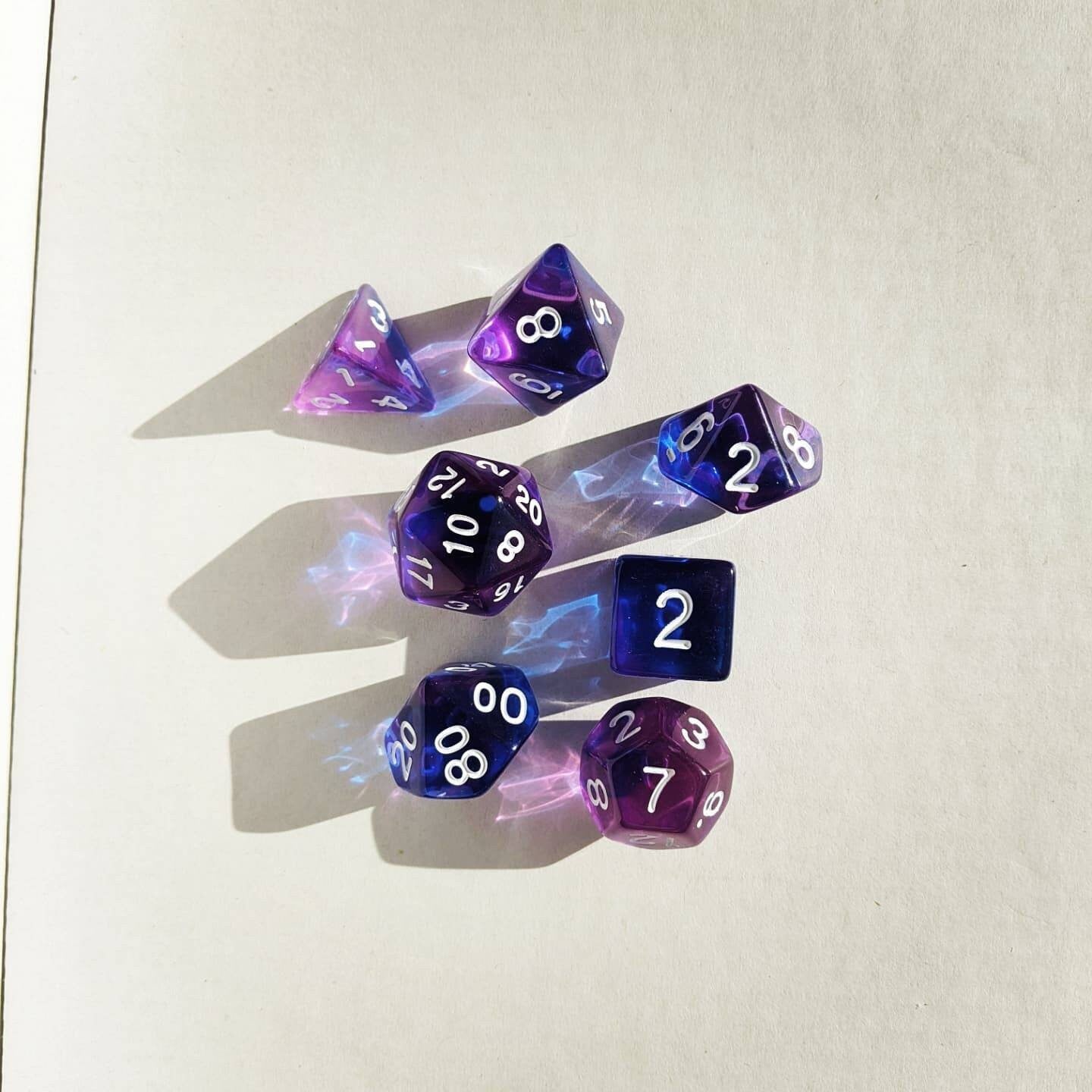 Mystery Dice Sets D&D Polyhedral Dice full 7pc set for Dungeons and Dragons and other TTRPGs. Free dice bag.