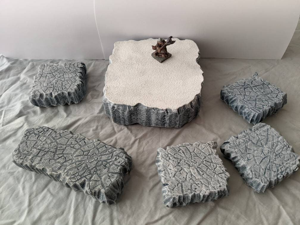 Snowy Glacier Terrain Stackers - Reversable Dungeons and Dragons/ Warhammer 40k/ TTRPGs/ Wargaming/ Age of Sigmar