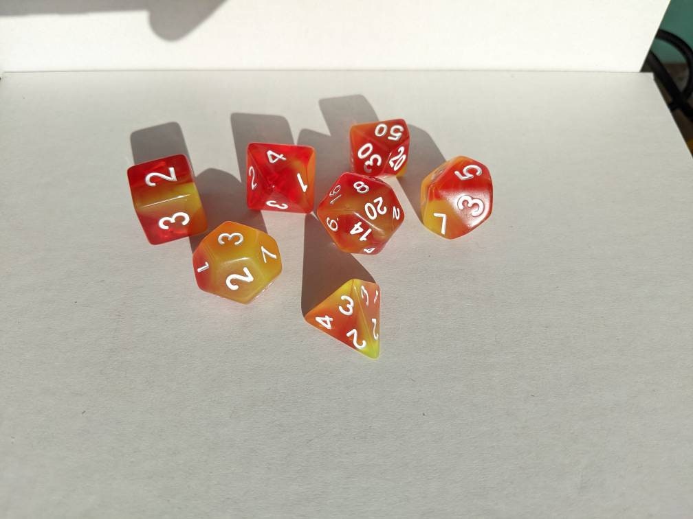 Peach Dice Set D&D Polyhedral Dice full 7pc set for Dungeons and Dragons and TTRPGs Free dice bag