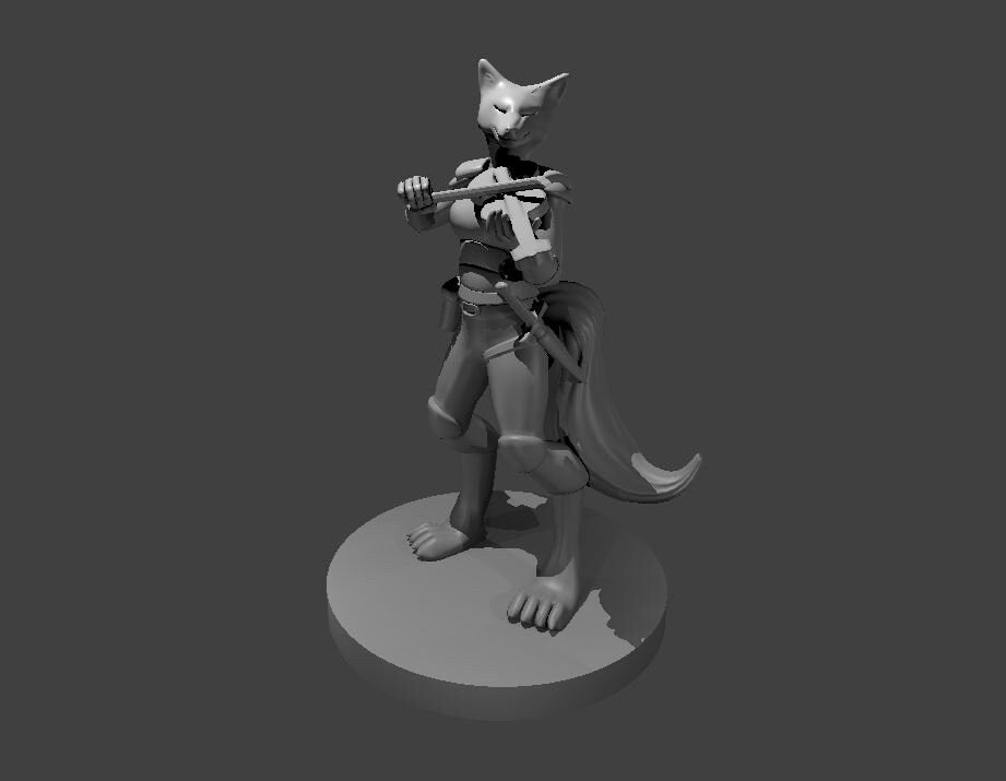 Kitsune Bard Female with Violin Miniature