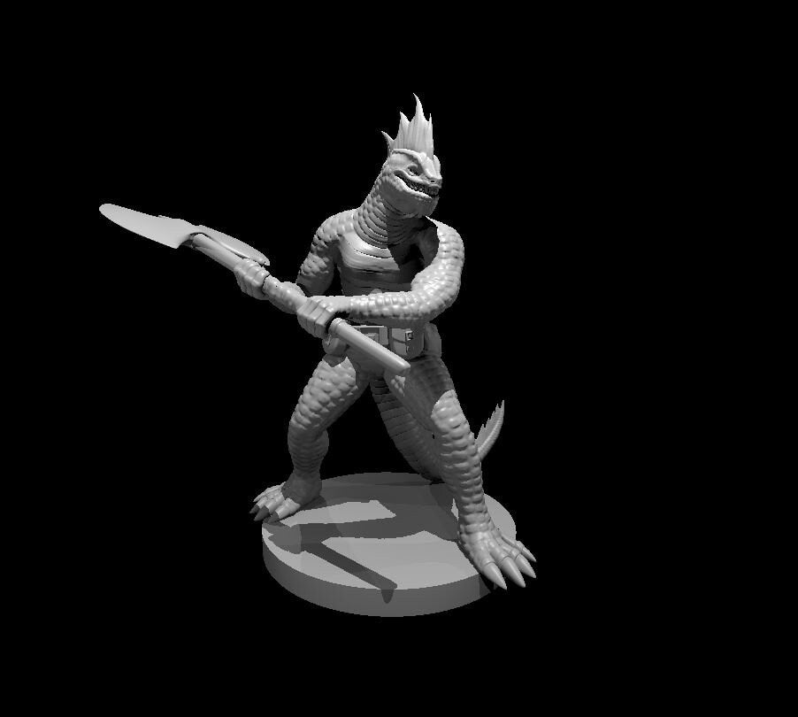 Lizardfolk Barbarian Miniature