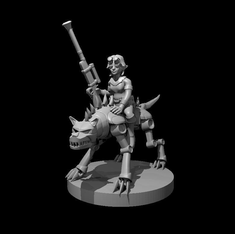 Gnome Artificer Mounted Female Miniature