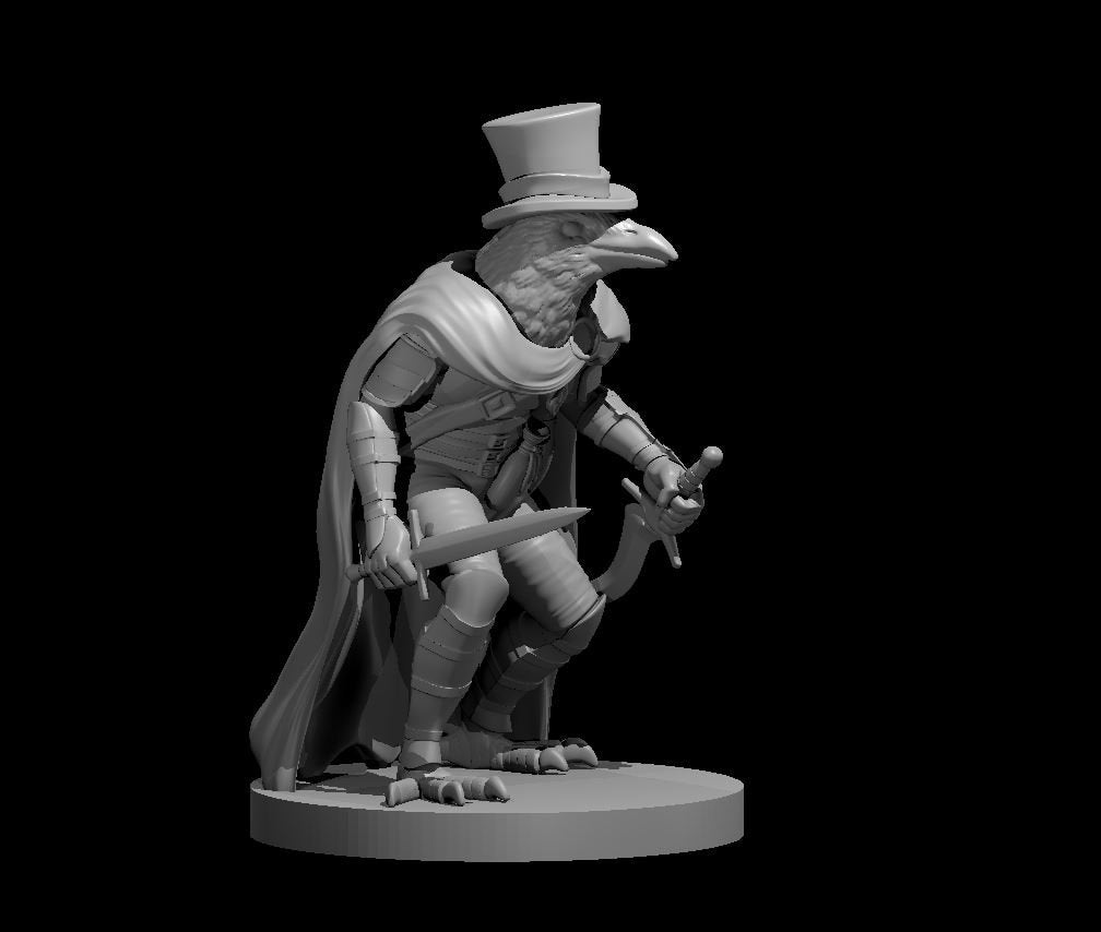 Kenku Rogue with Top Hat Miniature