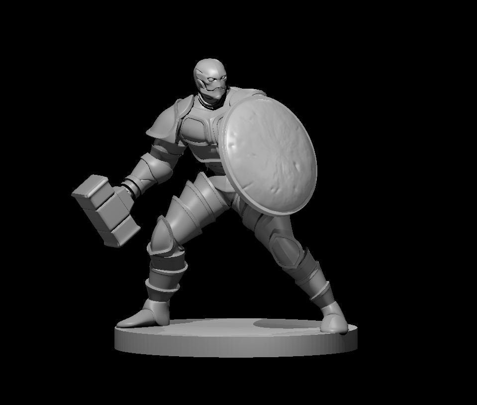 Warforged Paladin with Arm Hammer Miniature