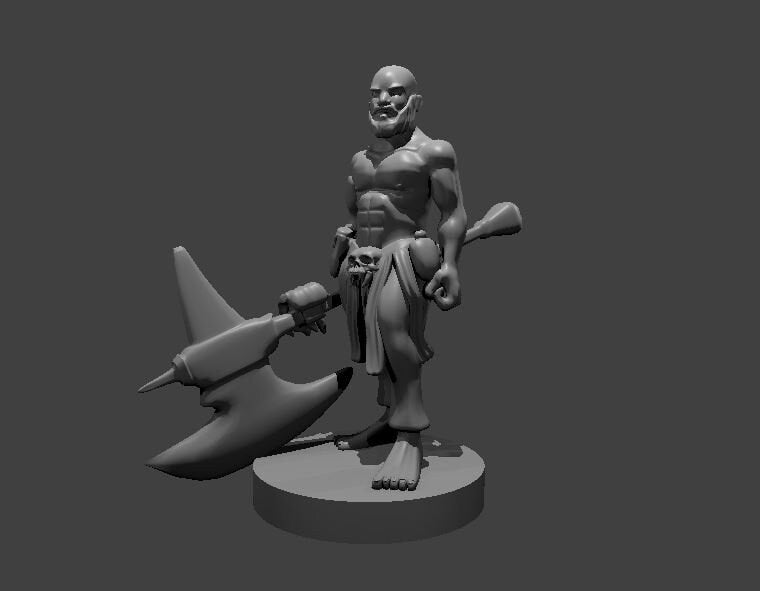 Halfling Barbarian with Axe Miniature