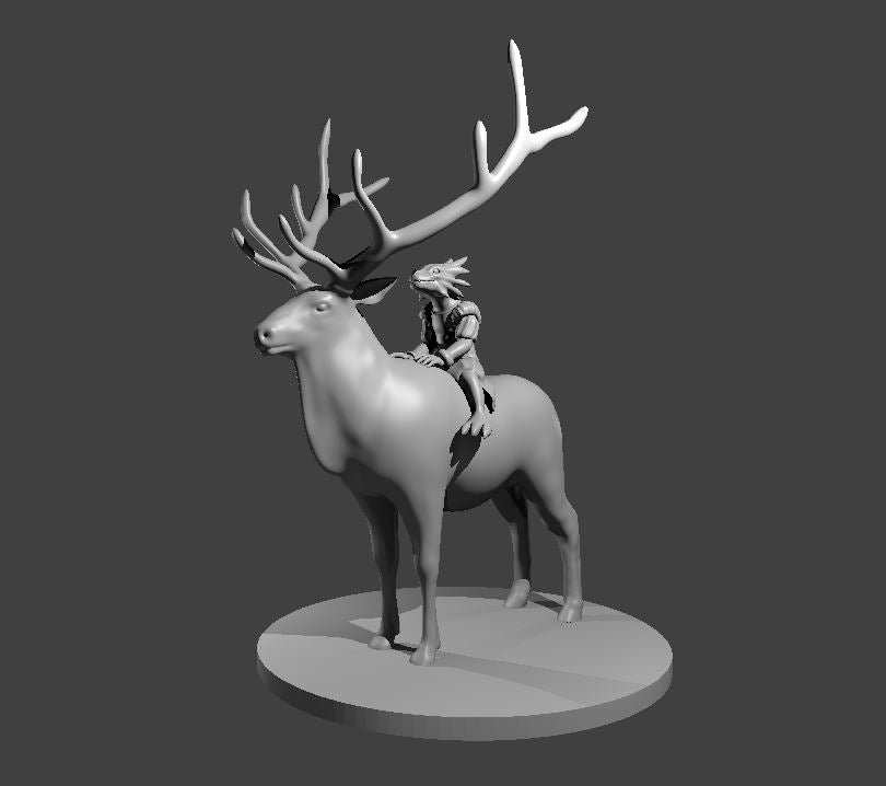 Chronaar on a Reindeer miniature model for D&D - Dungeons and Dragons, Pathfinder and Tabletop RPGs