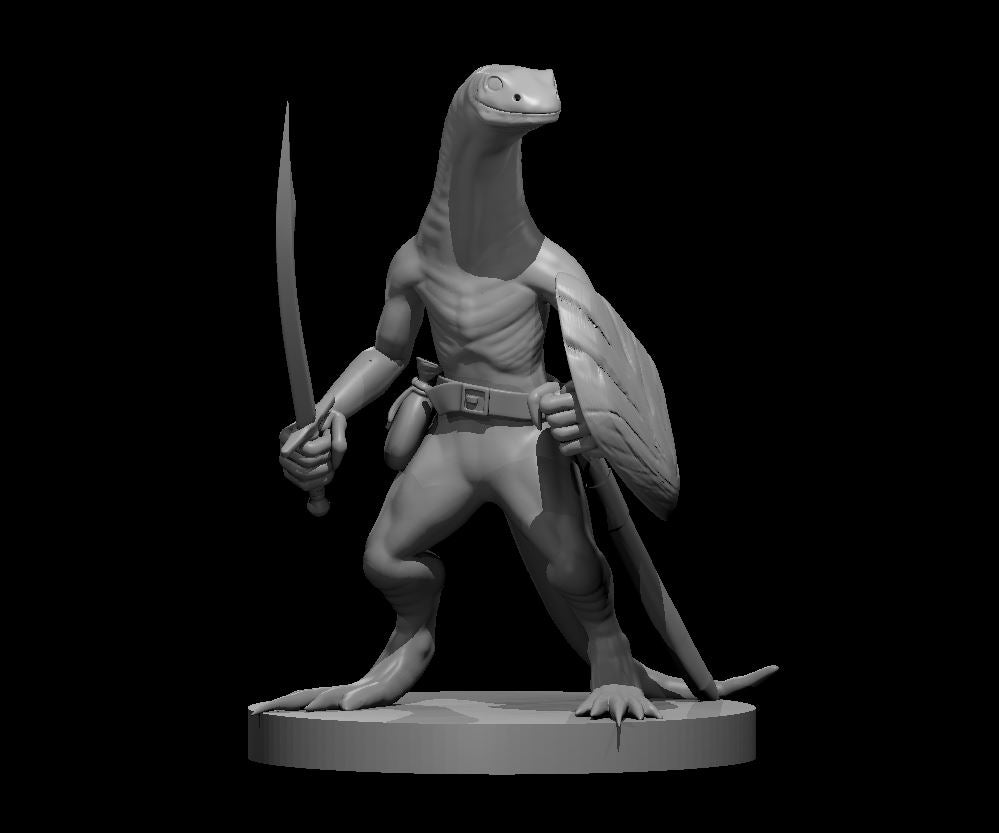 Firenewt Warrior miniature model for D&D - Dungeons and Dragons, Pathfinder and Tabletop RPGs