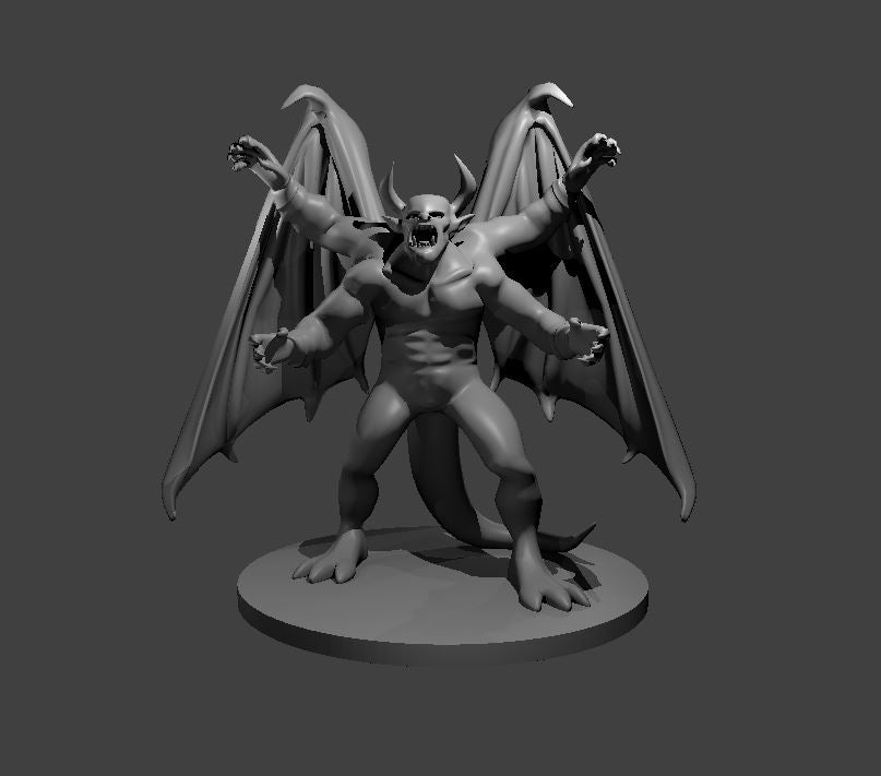 Giant Four-Armed Gargoyle miniature model for D&D - Dungeons and Dragons, Pathfinder and Tabletop RPGs