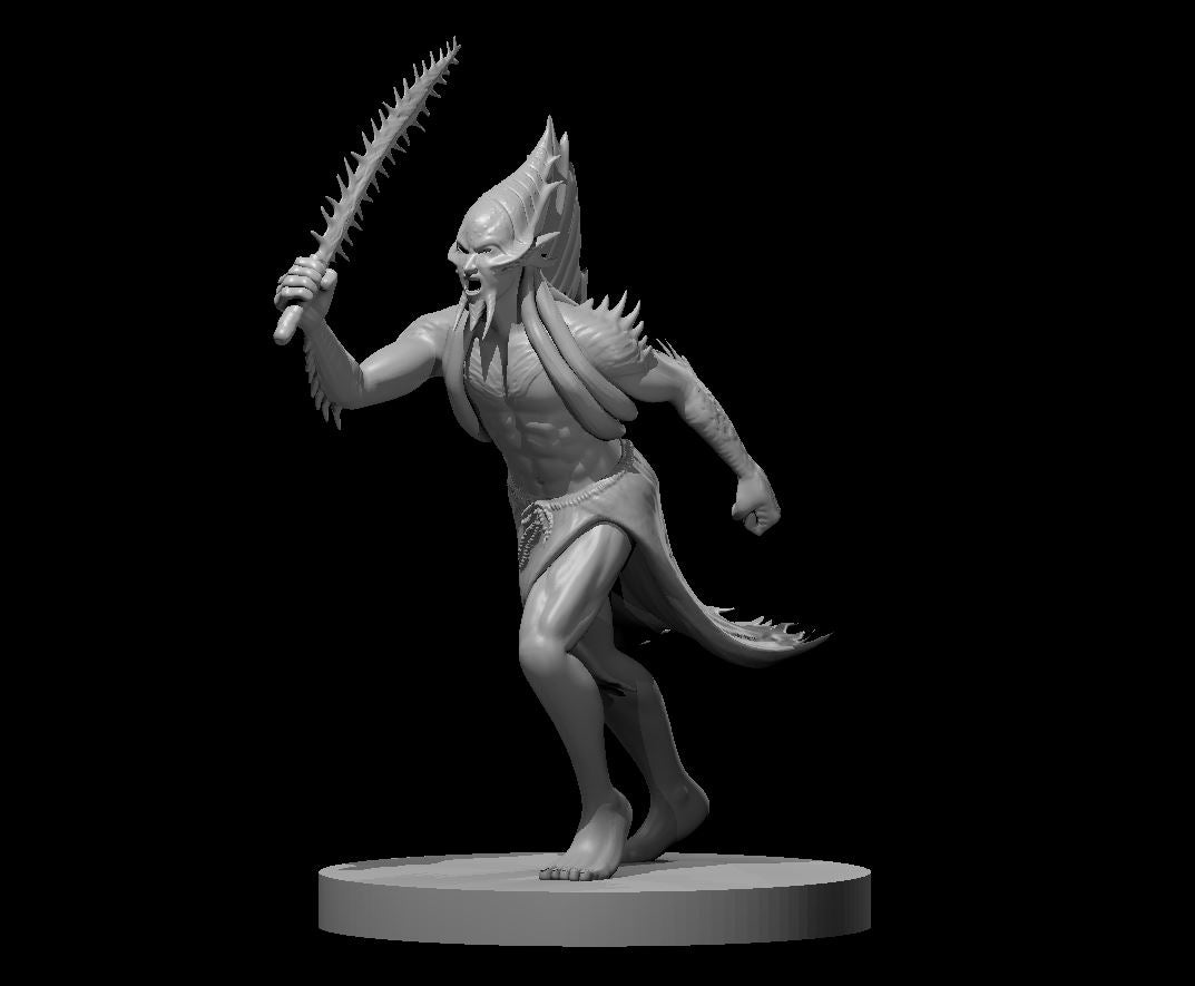 Triton Shorestalker miniature model for D&D - Dungeons and Dragons, Pathfinder and Tabletop RPGs