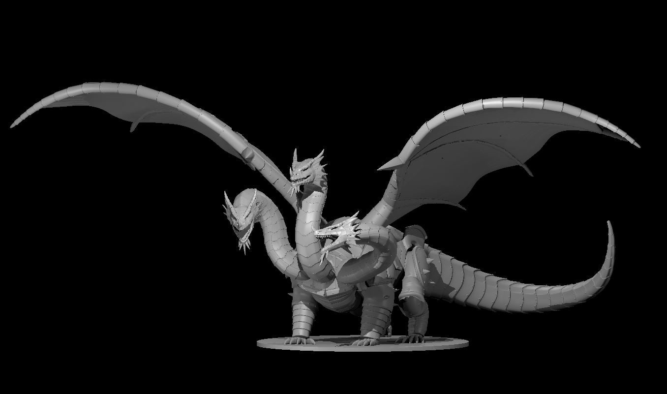 Three Headed Clockwork Dragon miniature model for D&D - Dungeons and Dragons, Pathfinder and Tabletop RPGs