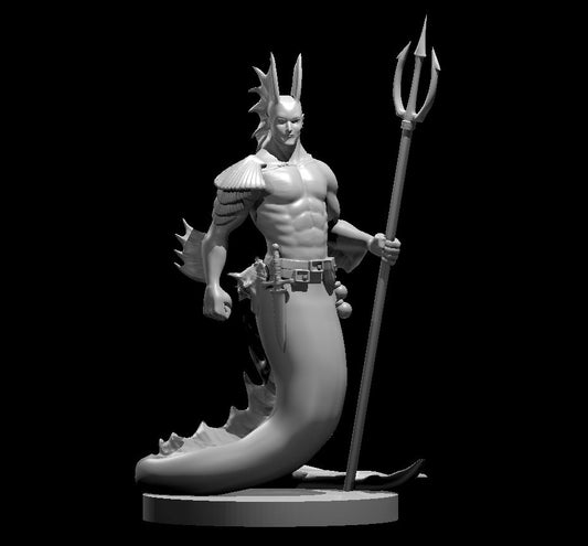 Merfolk Male miniature model for D&D - Dungeons and Dragons, Pathfinder and Tabletop RPGs