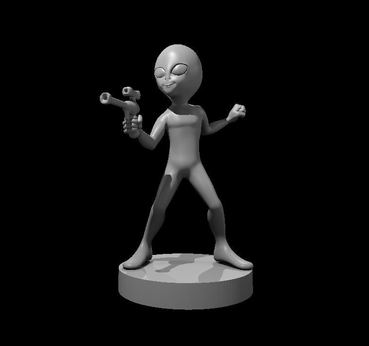 Grey Alien with blaster miniature model for D&D - Dungeons and Dragons, Pathfinder and Tabletop RPGs