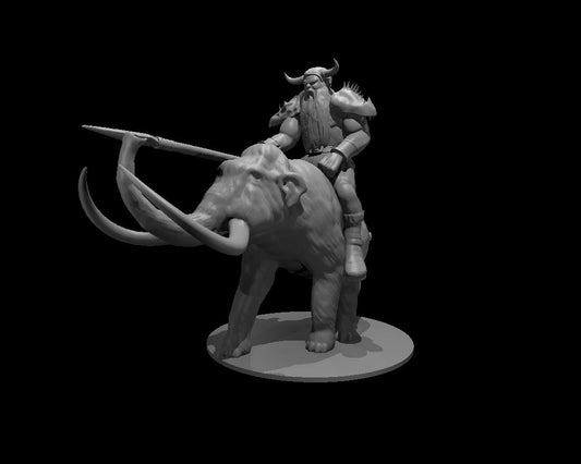 Frost Giant and Mammoth Mount miniature model for D&D - Dungeons and Dragons, Pathfinder and Tabletop RPGs