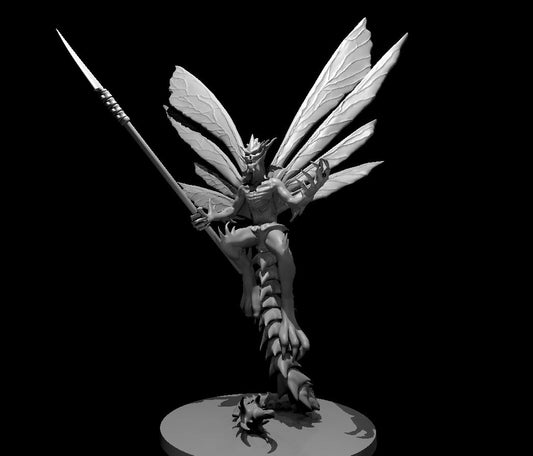 Bone Devil Flying w Polearm miniature model for D&D - Dungeons and Dragons, Pathfinder and Tabletop RPGs