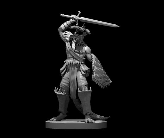 Black Half Dragon miniature model for D&D - Dungeons and Dragons, Pathfinder and Tabletop RPGs