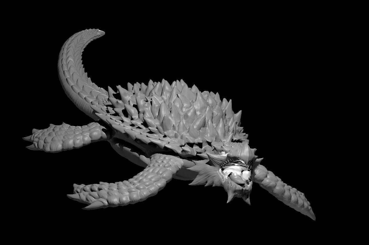 Ancient Dragon Turtle underwater miniature model for D&D - Dungeons and Dragons, Pathfinder and Tabletop RPGs