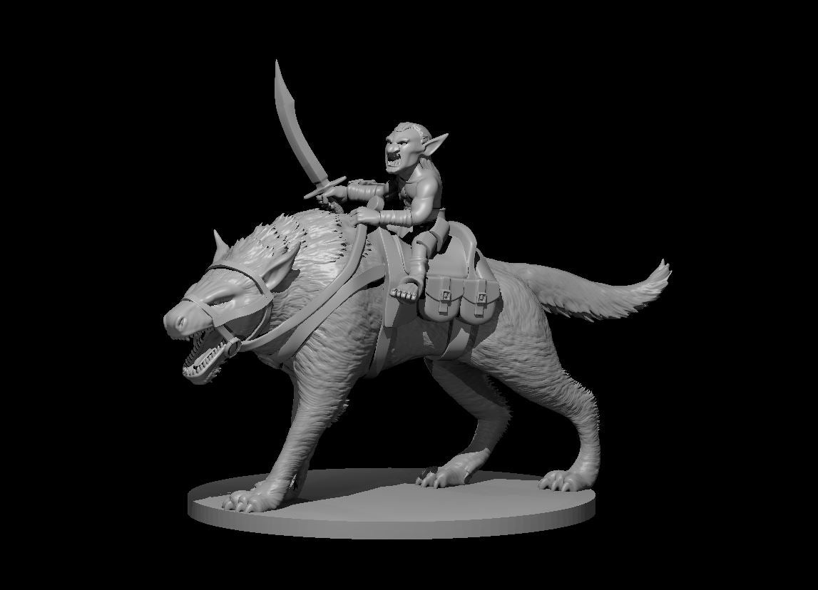 Goblin Worg Rider miniature model for D&D - Dungeons and Dragons, Pathfinder and Tabletop RPGs