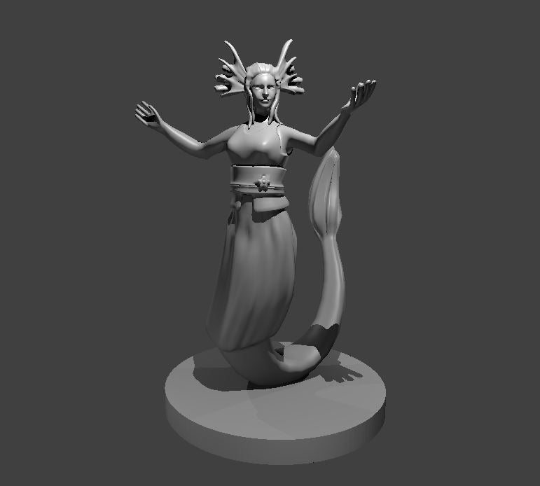 Merfolk Waterlancer miniature model for D&D - Dungeons and Dragons, Pathfinder and Tabletop RPGs