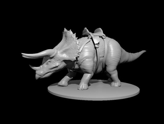 Triceratops Mount miniature model for D&D - Dungeons and Dragons, Pathfinder and Tabletop RPGs