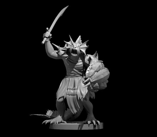 Sahuagin Blade Master miniature model for D&D - Dungeons and Dragons, Pathfinder and Tabletop RPGs