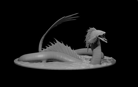 Ancient Sea Serpent in water miniature model for D&D - Dungeons and Dragons, Pathfinder and Tabletop RPGs