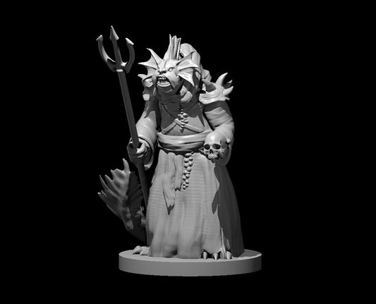 Sahuagin Priestess miniature model for D&D - Dungeons and Dragons, Pathfinder and Tabletop RPGs