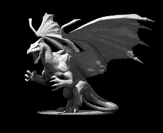 White Dragon Adult miniature model for D&D - Dungeons and Dragons, Pathfinder and Tabletop RPGs