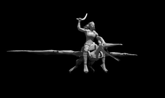 Amazon Riding a Ptreranodon miniature model for D&D - Dungeons and Dragons, Pathfinder and Tabletop RPGs