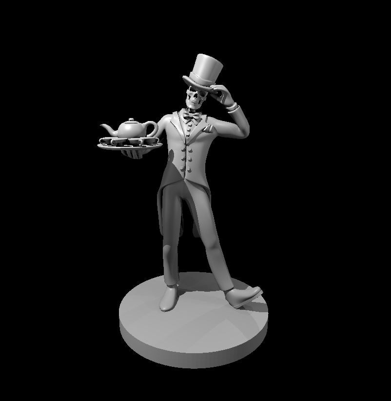 Skeleton Butler miniature model for D&D - Dungeons and Dragons, Pathfinder and Tabletop RPGs