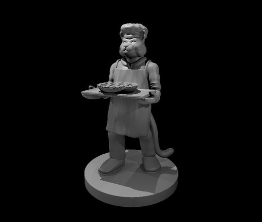 Tabaxi Chef miniature model for D&D - Dungeons and Dragons, Pathfinder and Tabletop RPGs