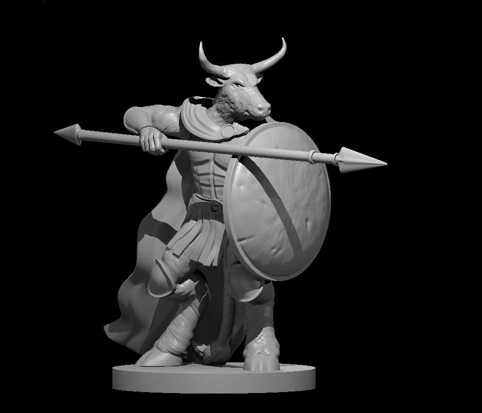 Minotaur Hoplite miniature model for D&D - Dungeons and Dragons, Pathfinder and Tabletop RPGs