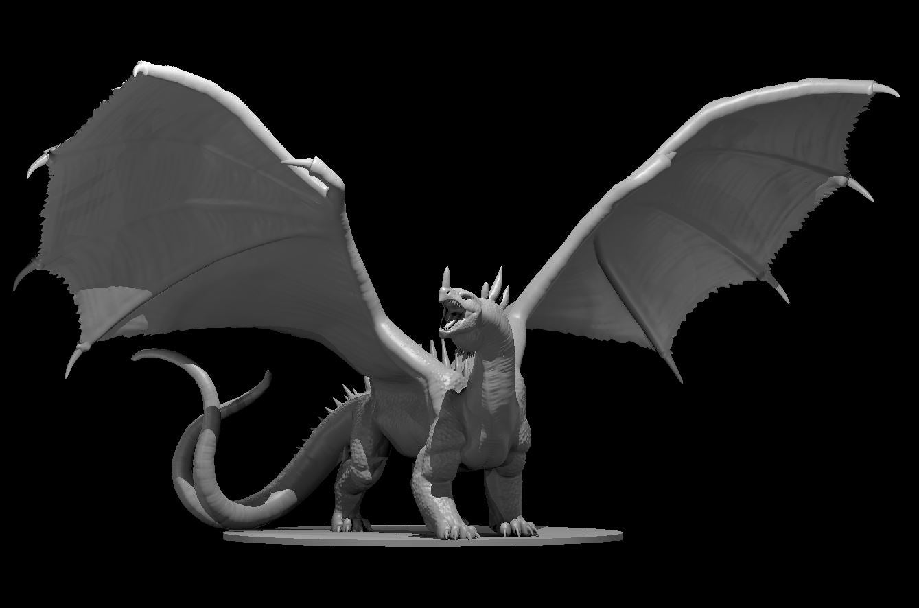 Ancient Crystal Dragon miniature model for D&D - Dungeons and Dragons, Pathfinder and Tabletop RPGs