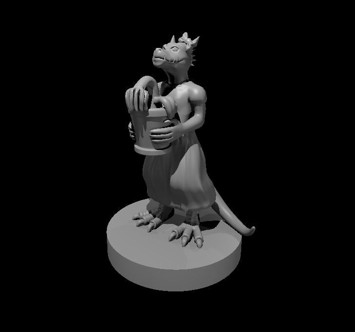 Kobold Female Holding a Wilted Daisy miniature model for D&D - Dungeons and Dragons, Pathfinder and Tabletop RPGs