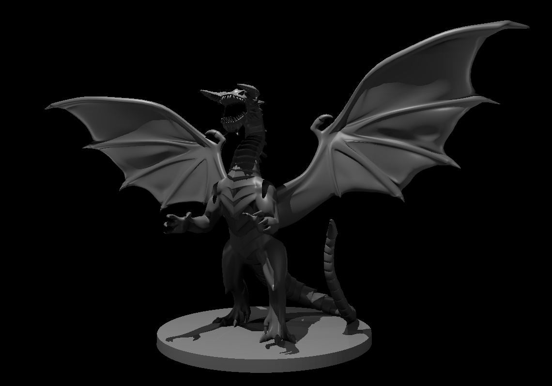 Black Dragon Pose 2 miniature model for D&D - Dungeons and Dragons, Pathfinder and Tabletop RPGs