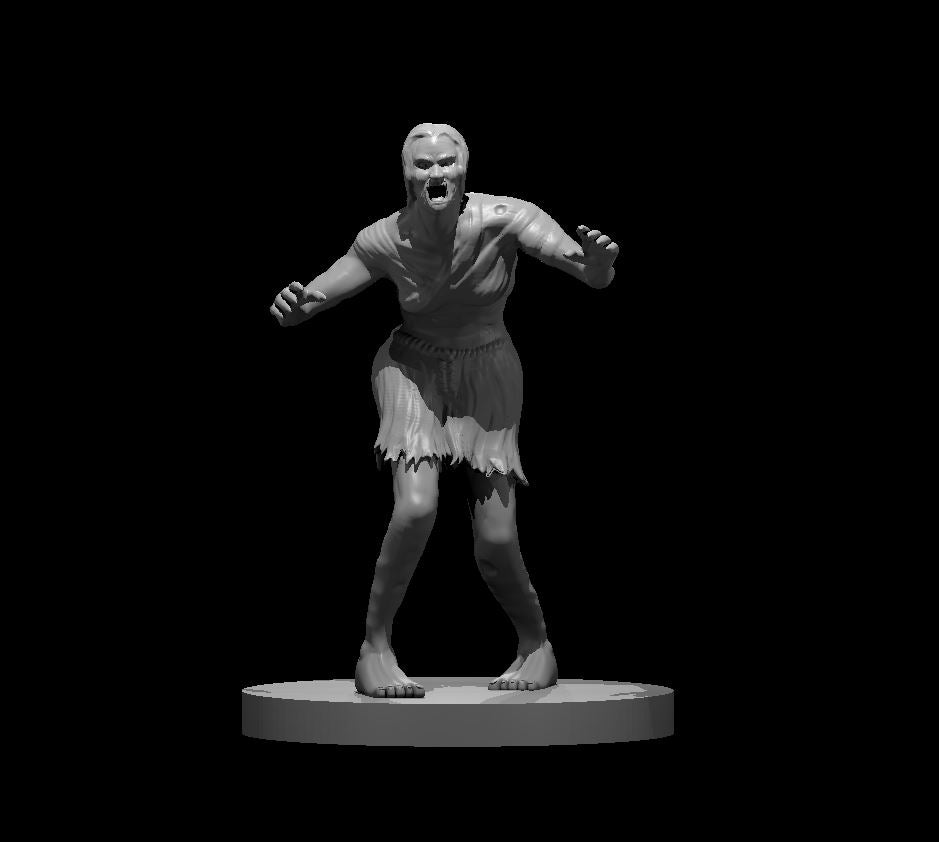 Zombie Female Pose 1 miniature model for D&D - Dungeons and Dragons, Pathfinder and Tabletop RPGs