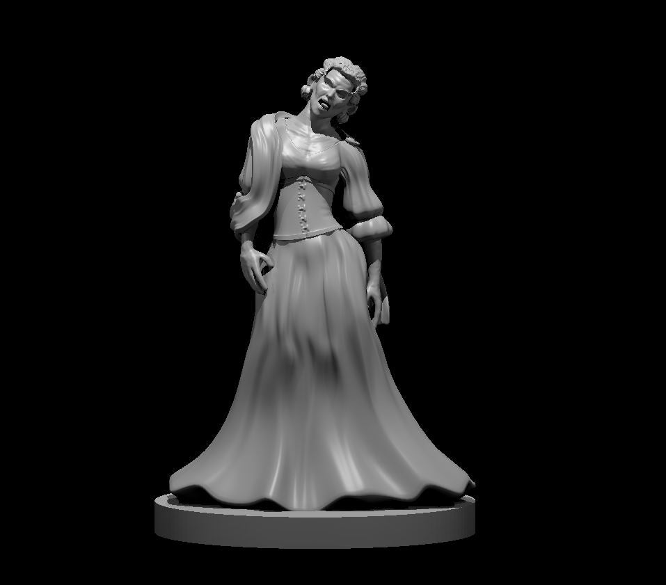 Zombie Noblewoman miniature model for D&D - Dungeons and Dragons, Pathfinder and Tabletop RPGs