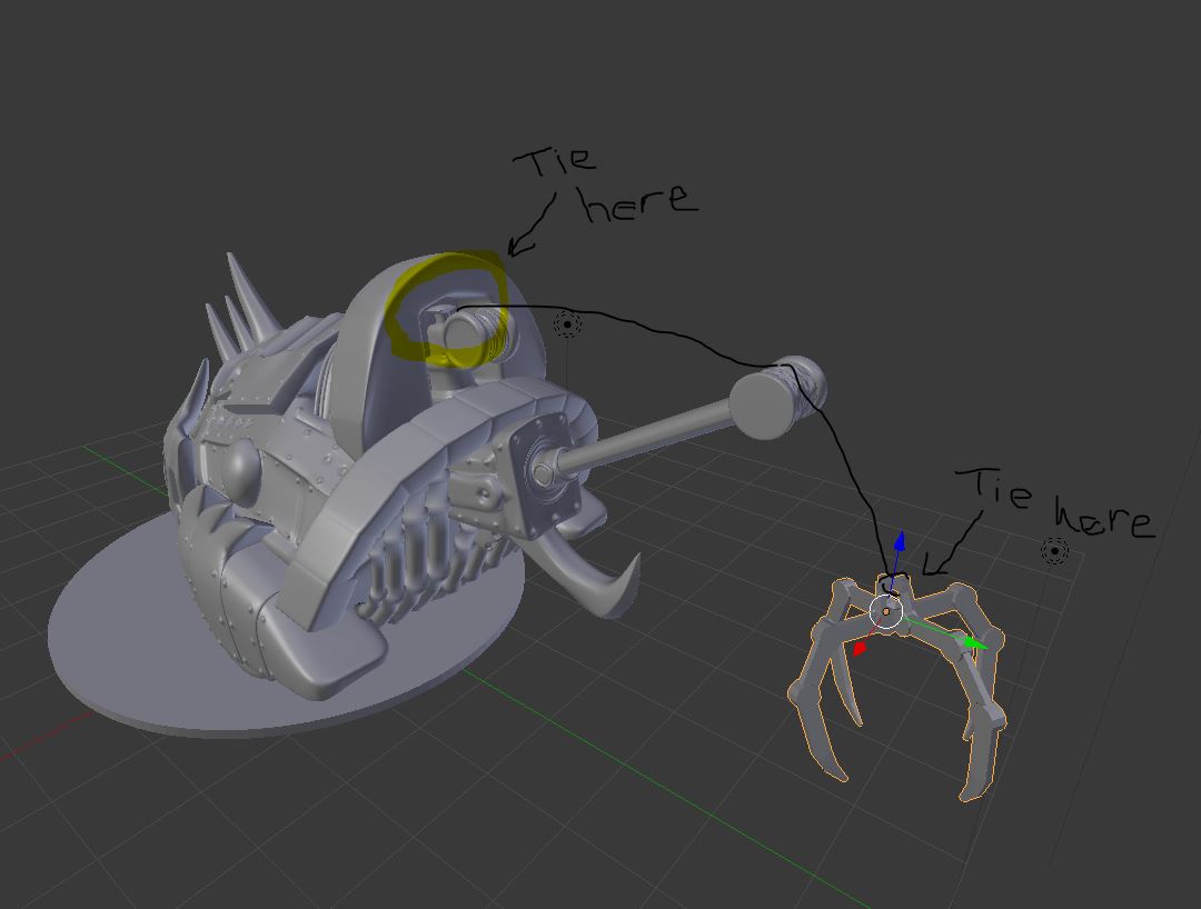 Tie off instruction for crane miniature model for D&D - Dungeons and Dragons, Pathfinder and Tabletop RPGs