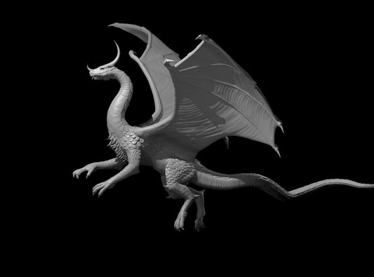 Ancient Moonstone Dragon miniature model for D&D - Dungeons and Dragons, Pathfinder and Tabletop RPGs