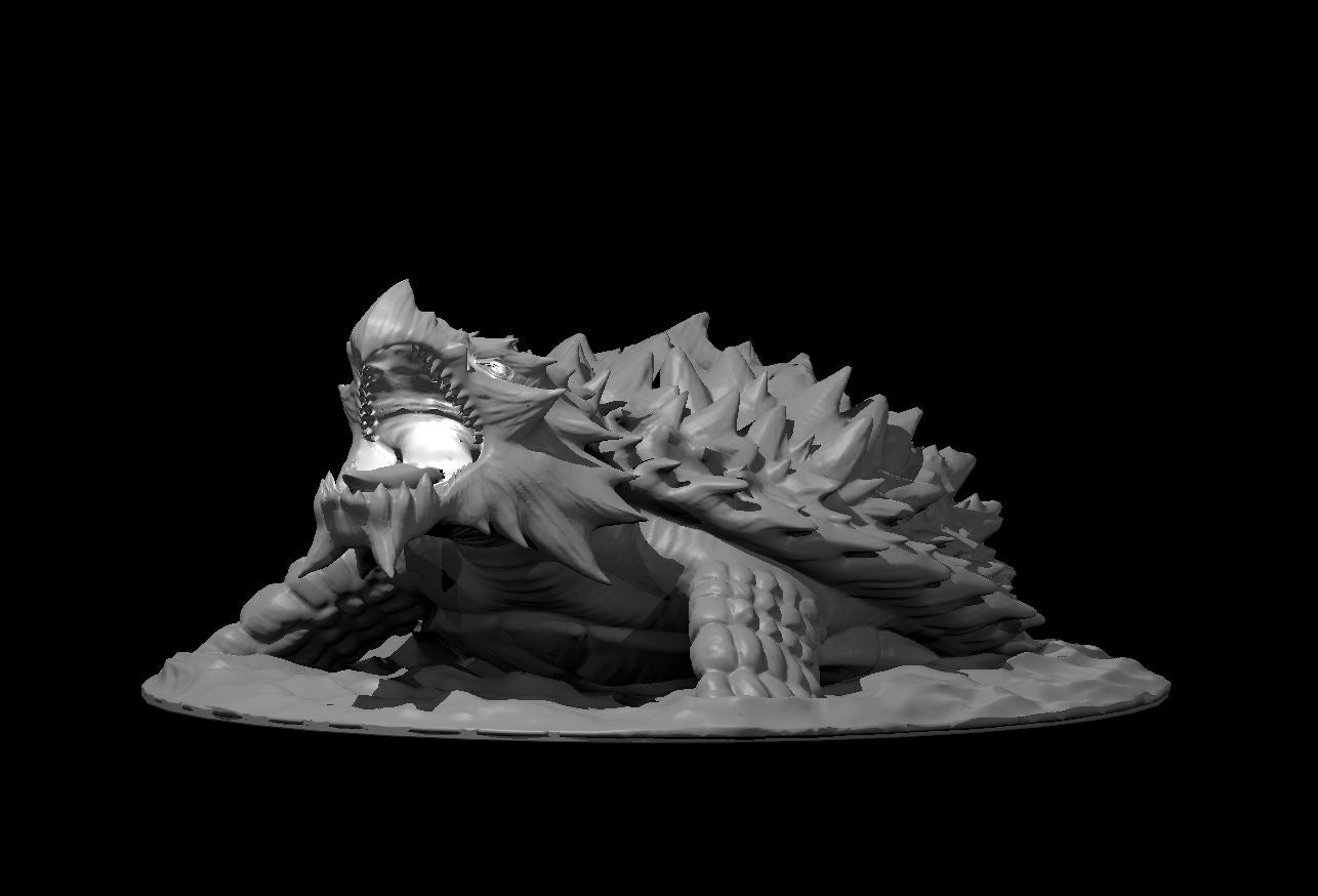 Ancient Dragon Turtle above water miniature model for D&D - Dungeons and Dragons, Pathfinder and Tabletop RPGs