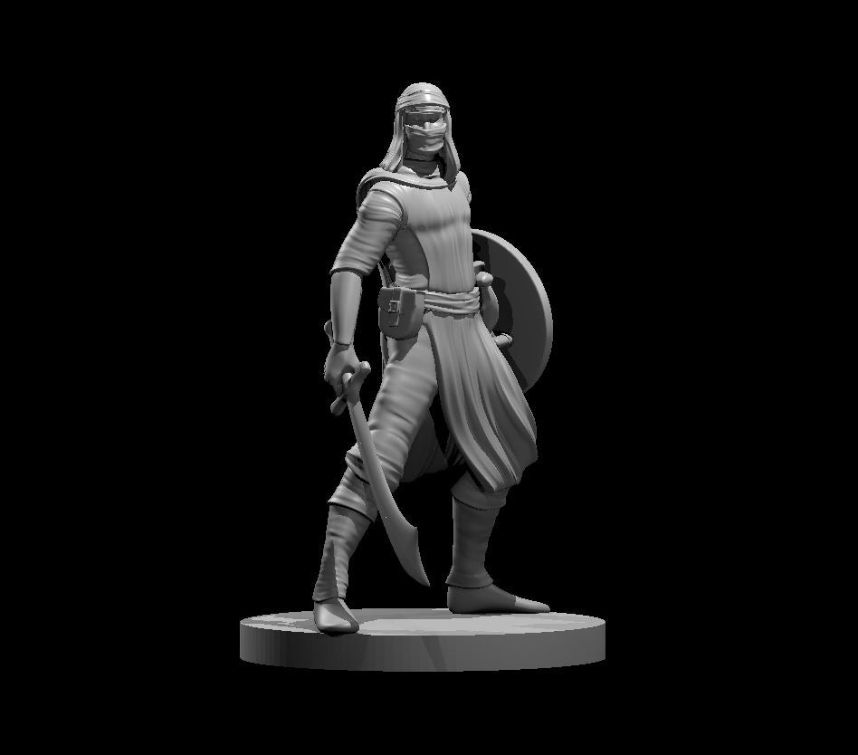 Desert Warrior miniature model for D&D - Dungeons and Dragons, Pathfinder and Tabletop RPGs