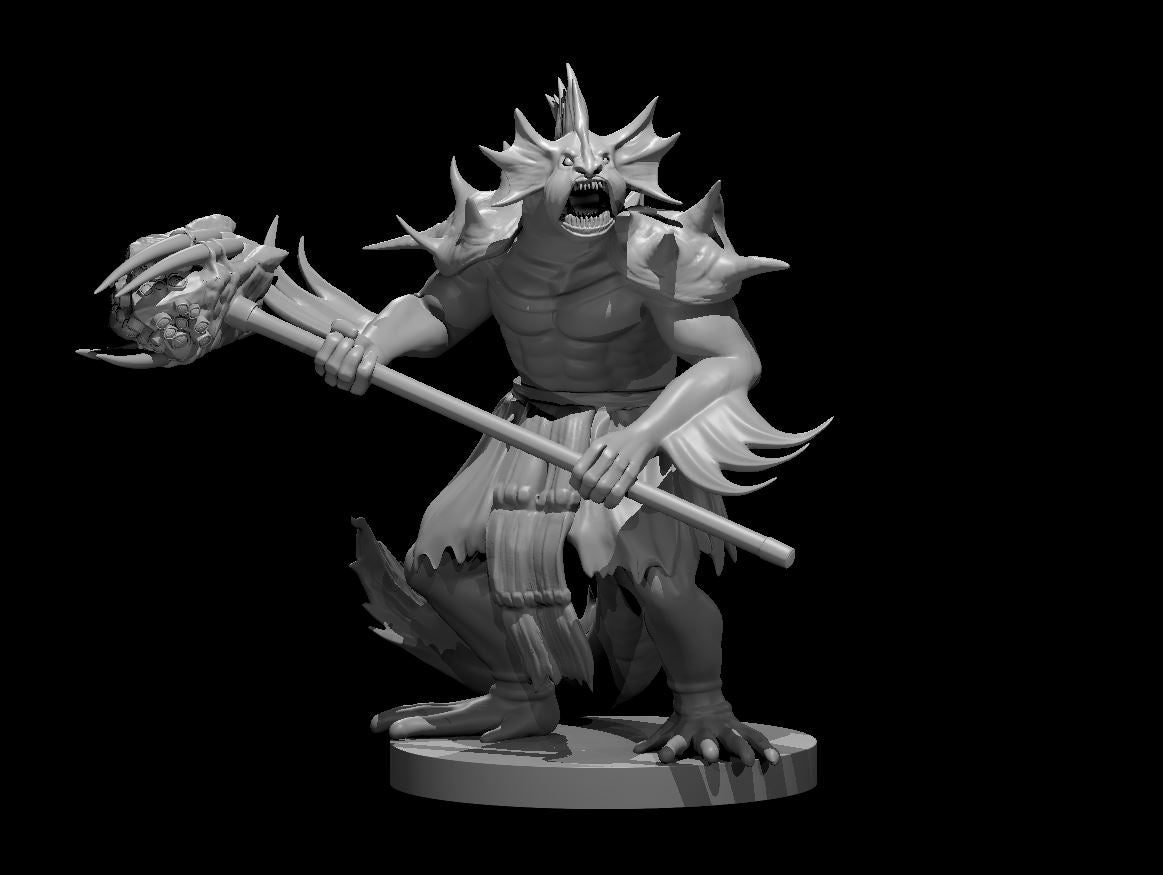 Sahuagin Coral Smasher miniature model for D&D - Dungeons and Dragons, Pathfinder and Tabletop RPGs