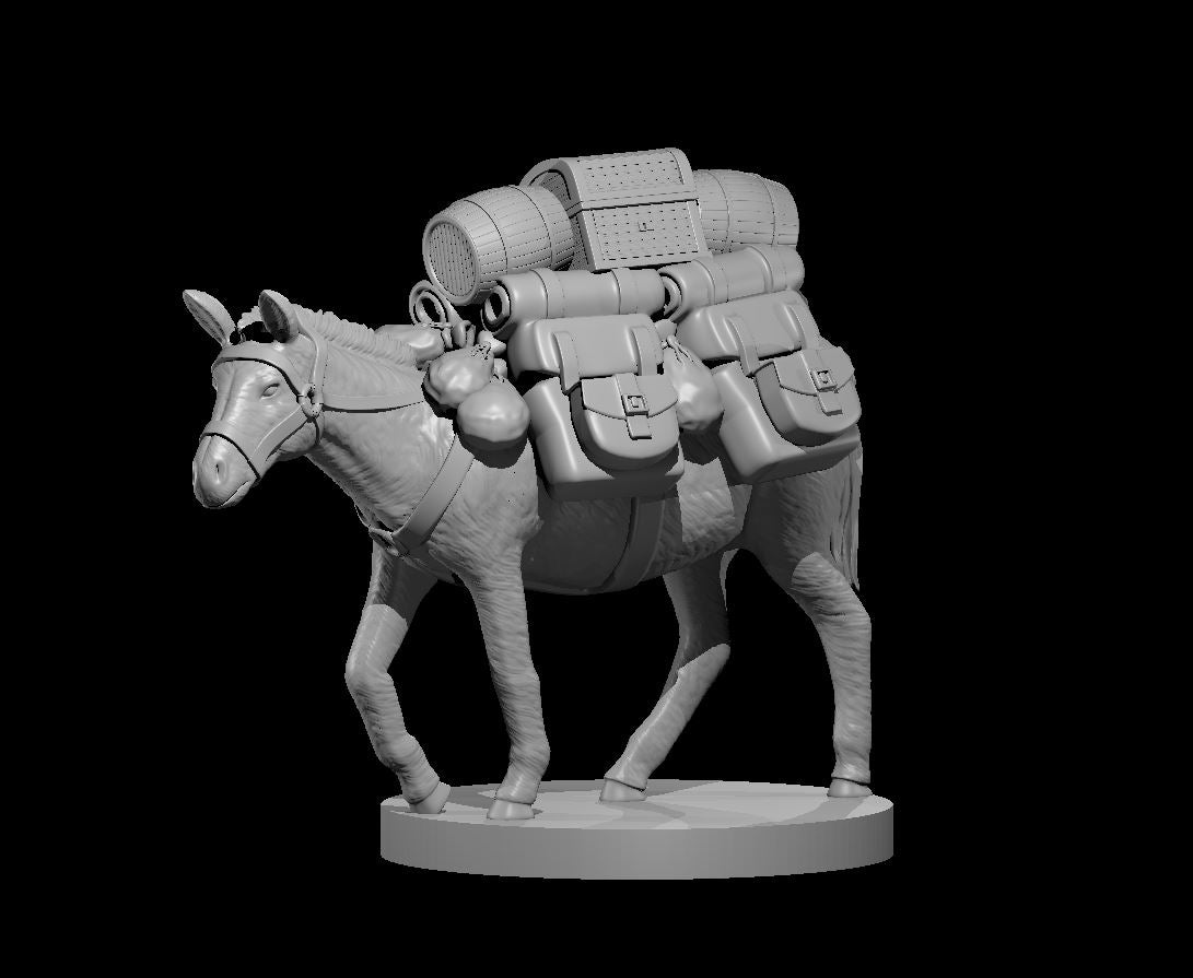 Pack Mule miniature model for D&D - Dungeons and Dragons, Pathfinder and Tabletop RPGs