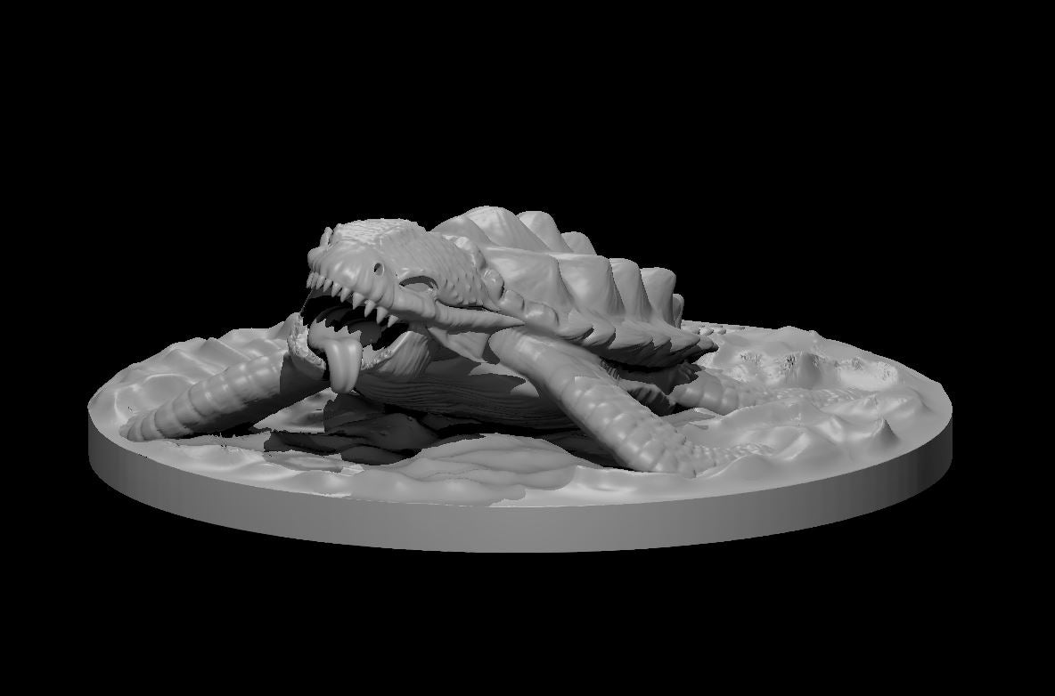 Dragon Turtle Wyrmling in water miniature model for D&D - Dungeons and Dragons, Pathfinder and Tabletop RPGs