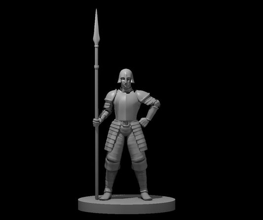 Guard Female w spear miniature model for D&D - Dungeons and Dragons, Pathfinder and Tabletop RPGs