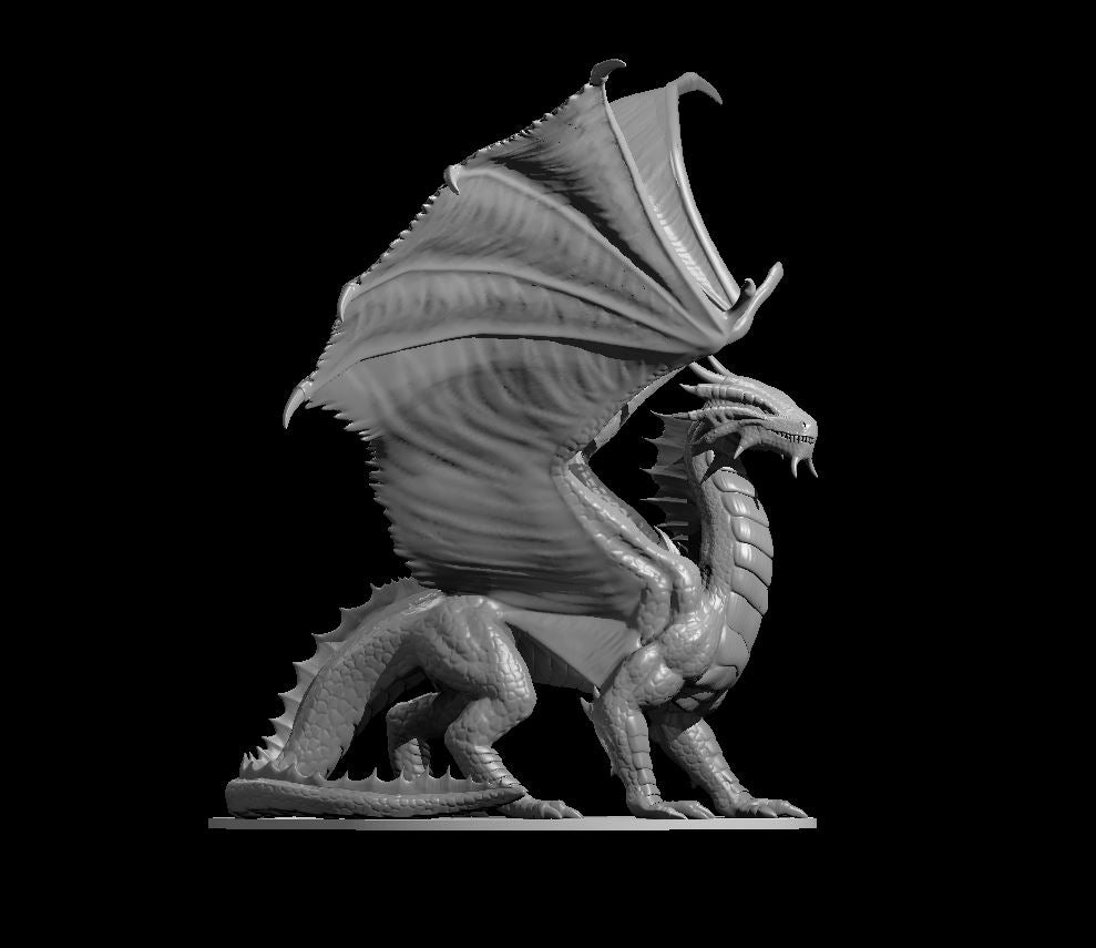 Ancient Bronze Dragon miniature model for D&D - Dungeons and Dragons, Pathfinder and Tabletop RPGs